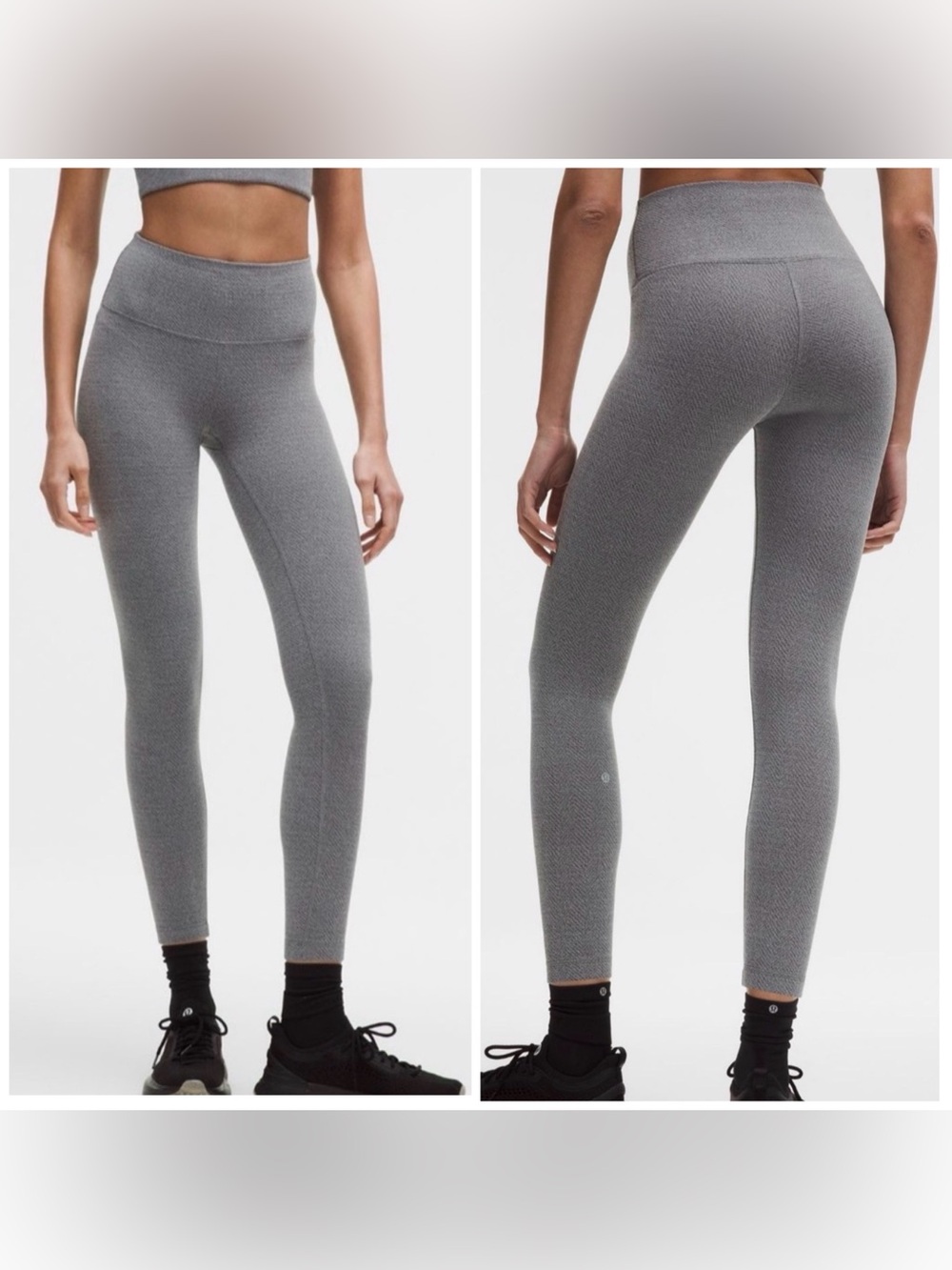 NWT Lululemon Wunder Train HR Tight 25" Herringbone Grey/Black Legging Size 6